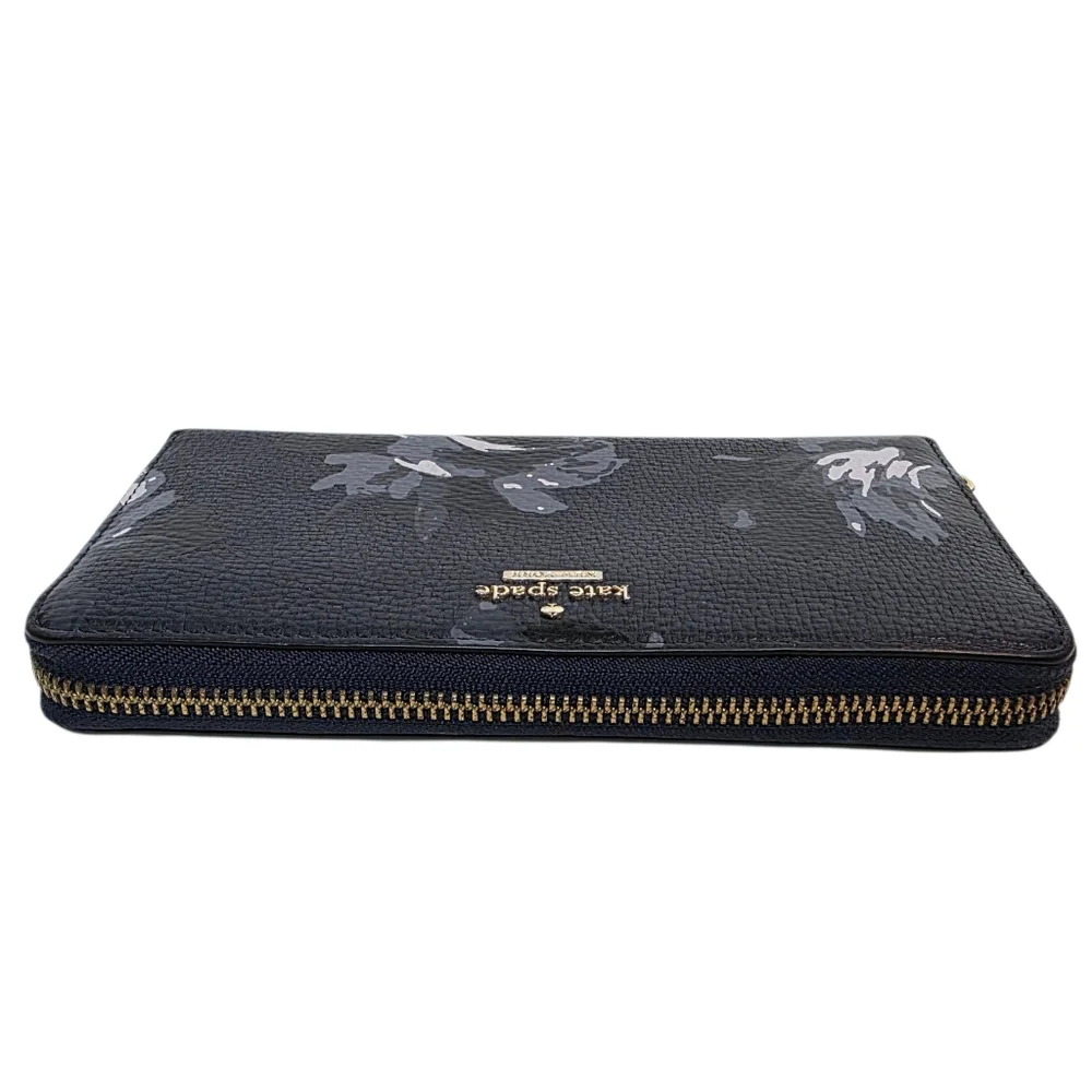 Kate Spade Neda Briar Lane Night Rose Wallet - Navy Blue Calf Leather - Picture 3 of 5